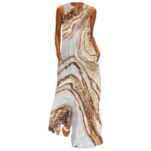 ticticlily vestiti estivi lunghi donna casuale vestito da casuale spiaggia abito senza manica scollo v con tasche abiti maxi stampa tempo libero sciolto primavera estate taglie forti