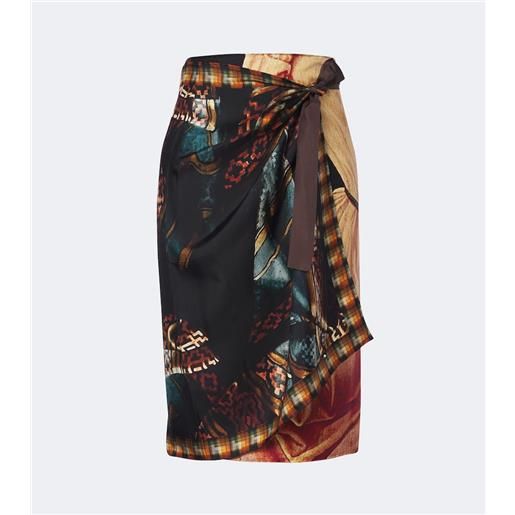Dries Van Noten gonna a portafoglio in seta con stampa