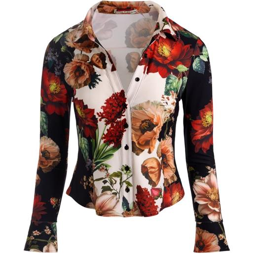 alice + olivia camicia freya a fiori - nero