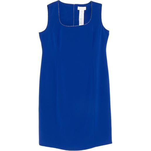 Marina Rinaldi abito midi smanicato tabarin con cristalli - blu