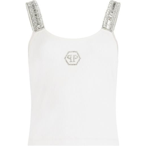 Philipp Plein canotta con strass - bianco