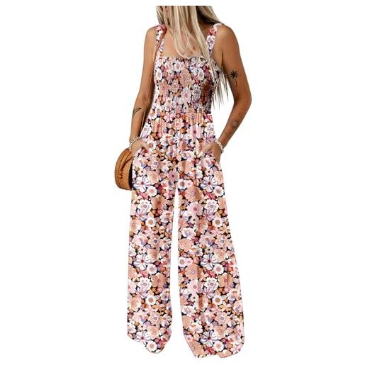 Dokotoo tuta donna estiva floreale salopette elegante cerimonia completo cerimonia larga pantaloni senza maniche tailleur lungo jumpsuit