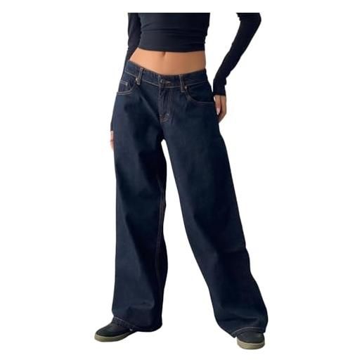 ORANDESIGNE jeans a gamba larga per donna pantaloni in denim alla moda a vita bassa e gamba dritta con tasche jeans larghi streetwear jeans boyfriend larghi