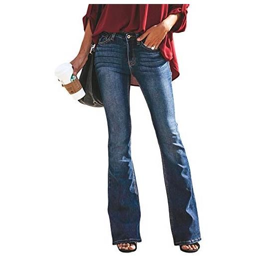 Minetom pantaloni donna zampa d'elefante casual denim bootcut larghi flare pants elasticizzati vita alta jeans pantaloni