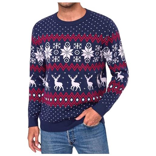 Aottori maglione unisex maniche lunghe maglia festiva uomo-blu marino xxl