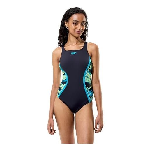 Speedo donna hyperboom splice muscleback swimsuit, anthracite/hyper teal, 56