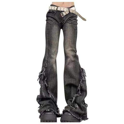 Minetom pantaloni donna jeans zampa elefante casual denim bootcut larghi flare pants elasticizzati jeans pantaloni con tasche