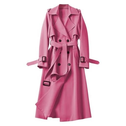 Minetom cappotto donna elegante maniche lunghe doppiopetto lungo cappotto trench autunno inverno giacca trenchcoat con cintura