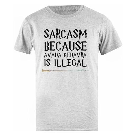 Udaytee sarcasmo perché avada kedavra è illegale t-shirt basic da uomo in cotone grigio