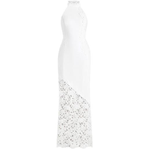 Manière De Voir abito lungo macy bianco in cotone con schiena scoperta, scollo all'americana e dettagli all'uncinetto