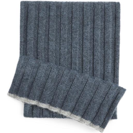 Brunello Cucinelli Kids sciarpa a coste in cashmere - blu