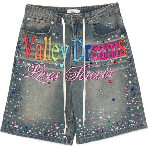 Vale crystal-embellished embroidered shorts - blu