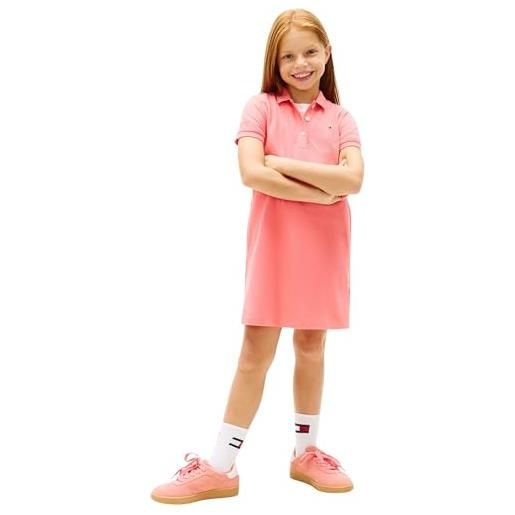 Tommy Hilfiger bambina abito a polo essential maniche corte, rosa (tropical blush), 3 anni