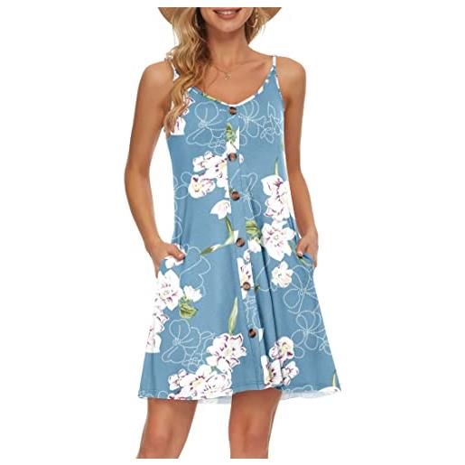 AUSELILY vestiti donna estivi corti con scollo a v vestito estivo casual da spiaggia abiti estivi casual con tasche