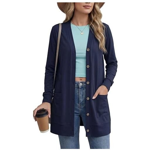 GRECERELLE cardigan da donna leggero con bottoni e scollo a v con tasche | maglia a maniche lunghe con bottoni, con tasche, uno strato facile per giorni lavorativi, fine settimana