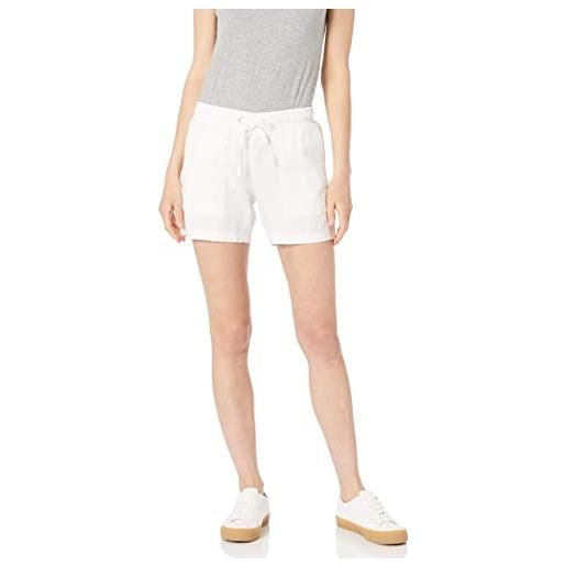 Amazon Essentials pantaloncini da donna in misto lino con coulisse, cavallo 12,7 cm (disponibile in taglie forti), bianco, s
