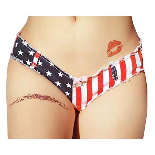 Lovelegis shorts donna jeans bandiera americana perizoma sfilacciati strappati vita bassa elasticizzati corti hot pants sexy mare taglia l pantaloncino pantalone corto patriottico estivo