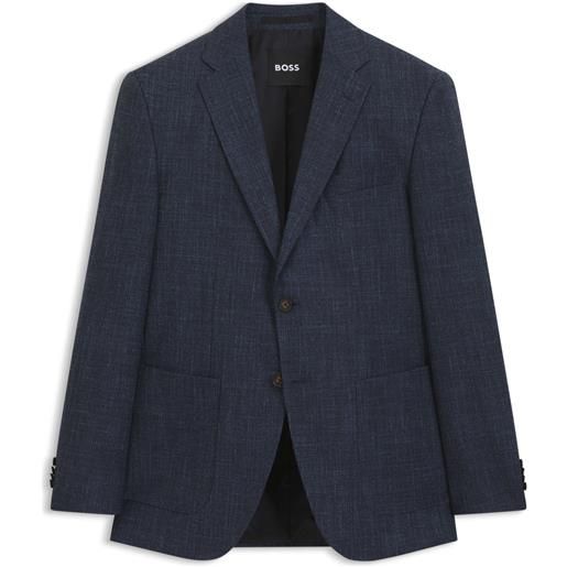 BOSS giacca regular fit in misto lana a motivi, blu scuro