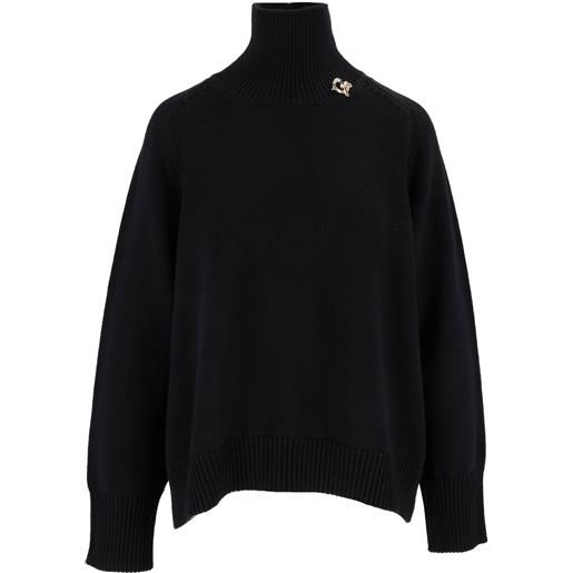 FABIANA FILIPPI maglia collo alto cropped in merinos color blu notte