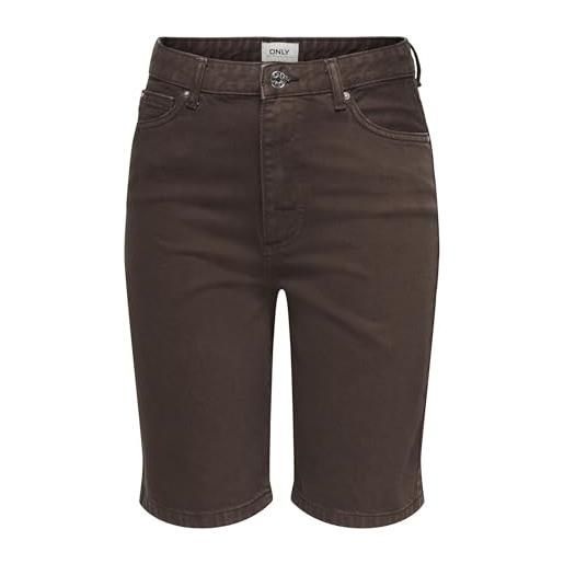 Only onlsonny hw wide dnm shorts noos pantaloncini lunghi di jeans, denim marrone scuro, l donna