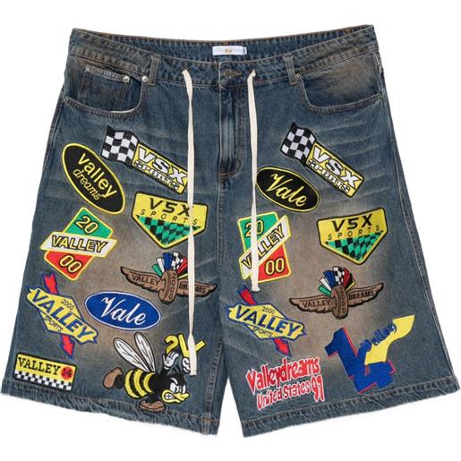 Vale patch-detail drawstring shorts - blu