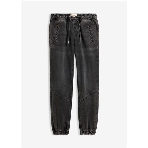 bonprix jogger di jeans elasticizzati, vita media-nero