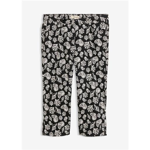 bonprix pantaloni capri in cotone elasticizzato-nero
