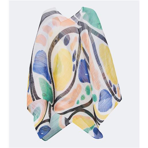 Pleats Please Issey Miyake poncho roll madame-t plissé con stampa