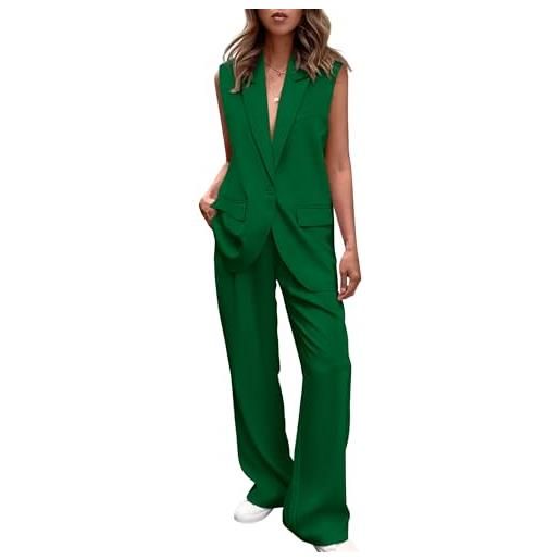 Generic completi da donna in 2 pezzi gilet da abito senza maniche e pantaloni a gamba larga set blazer casual business