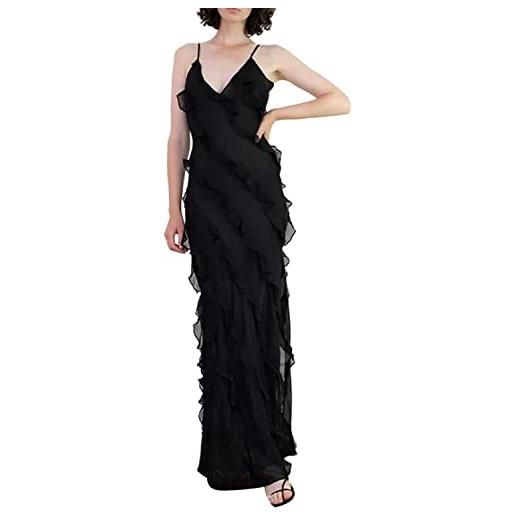 Vagbalena abito senza spalline da donna con spalline senza maniche abito senza spalline abito lungo con nappa floreale y2k abito con nappa senza spalline senza maniche abito trasparente