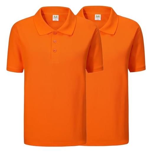MISEMIYA confezione da 2 pezzi - polo 100% cotone uniforme lavoro industriale officina meccanica 2-po200, arancione, xl