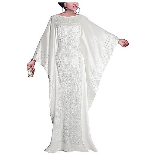 HD abito africano da donna, alla moda, con perline e strass, caftano, maxi abito, taglia unica