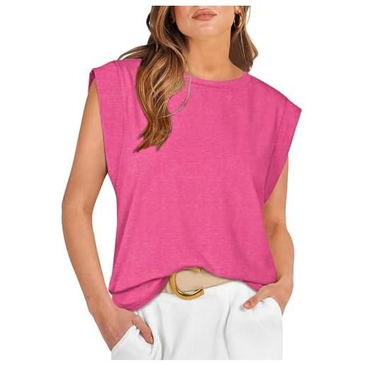 DUOEASE canotte e top da donna elegante collo rotondo canotta senza maniche basic tshirt