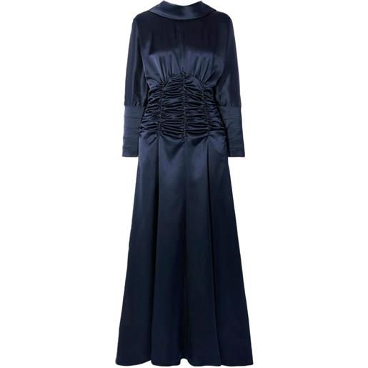Violante Nessi abito lungo con ruches - blu