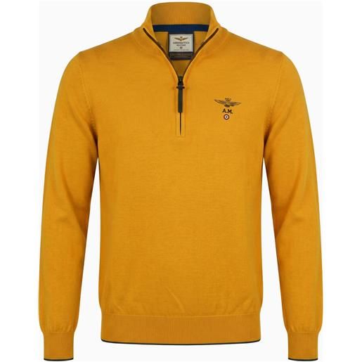 AERONAUTICA MILITARE - maglia con zip - giallo ocra