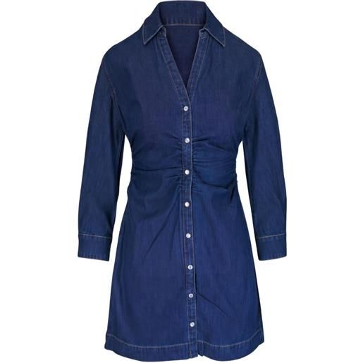 Veronica Beard abito corto denim con ruches - blu
