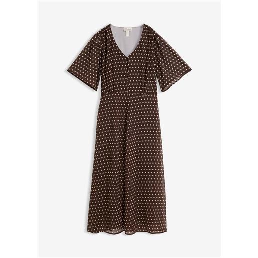 bonprix abito midi in chiffon strutturato-marrone