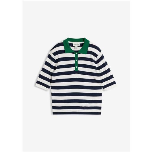 bonprix maglia in filato fine con collo a polo-blu