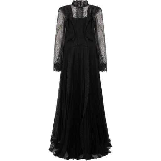 Alberta Ferretti abito lungo svasato con ruches - nero