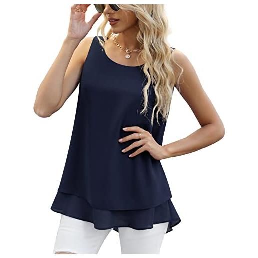 Yommay canotta estiva da donna, camicette da donna, senza maniche, in chiffon, da donna canotte e top