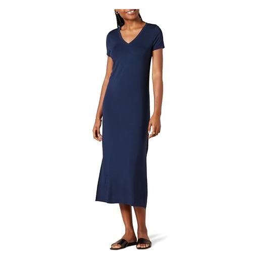 Amazon Essentials abito midi a maniche corte con scollo a v in jersey donna