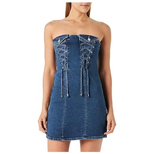 Pinko goal abito denim con stringhe