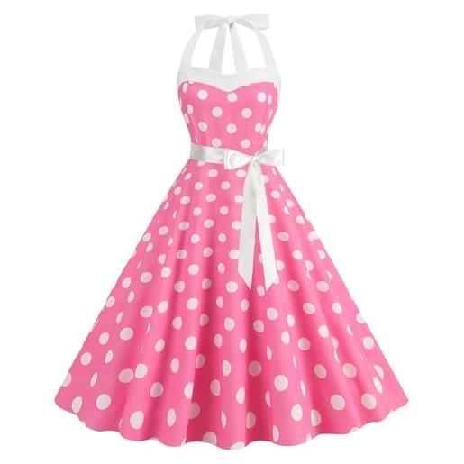 maxToonrain abito da donna anni '50 a pois vintage anni '50, cocktail party, abito da sera per adulti, rosa dok, s