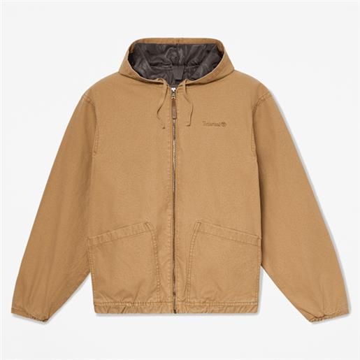 Timberland - bomber in tela con cappuccio da uomo in marrone, uomo, marrone, taglia: 3xl