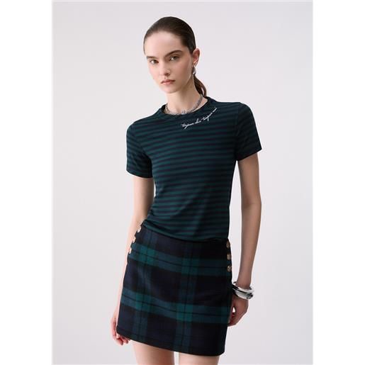 Liu jo t-shirt con ricamo, verde e blu