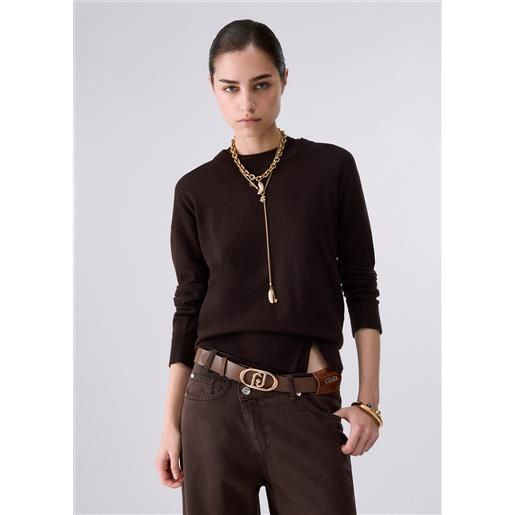 Liu jo maglia in misto lana, marrone scuro
