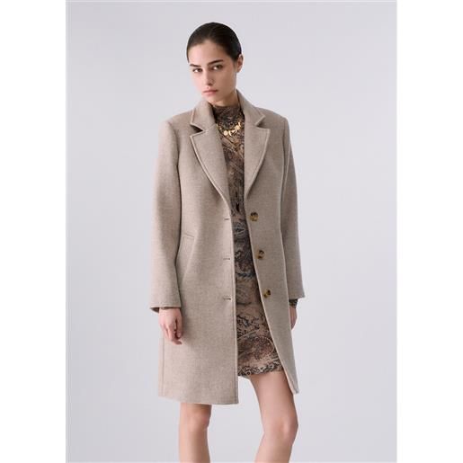 Liu jo cappotto midi in panno, beige