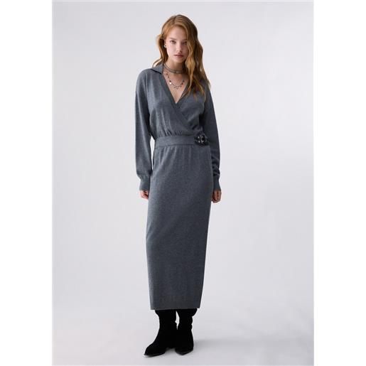 Liu jo abito in maglia con fibbie, grigio mélange