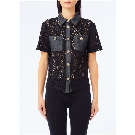 Liu jo camicia in pizzo, denim nero