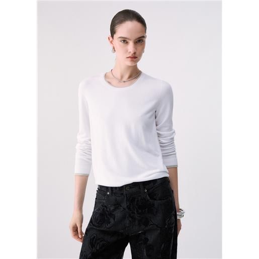 Liu jo maglia con profili lurex®, bianco lana